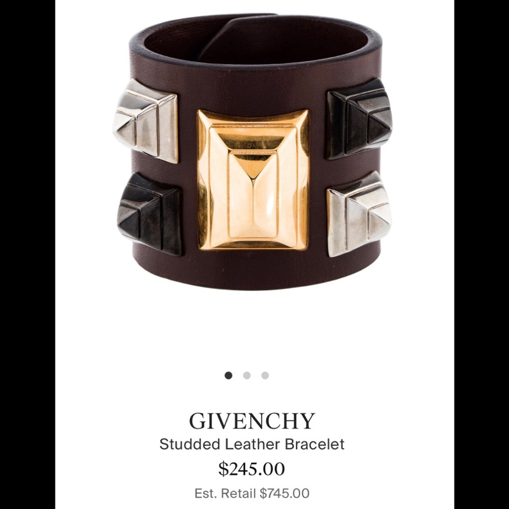 GIVENCHY Leather Studded Cuff Bracelet